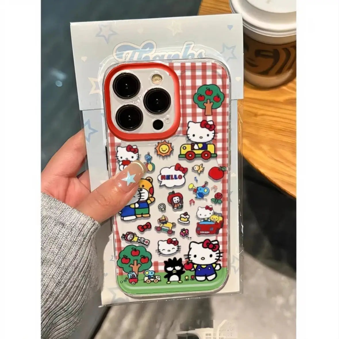 Cartoon Red Checkered Hello Kitty Cute Phone Case