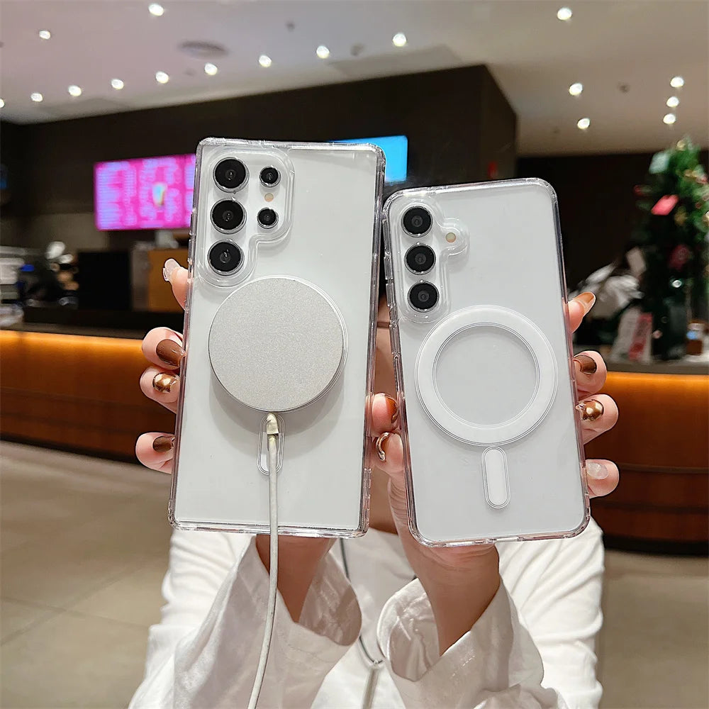 Magnetic MagSafe Wireless Charging Shockproof Clear Case for Samsung Galaxy