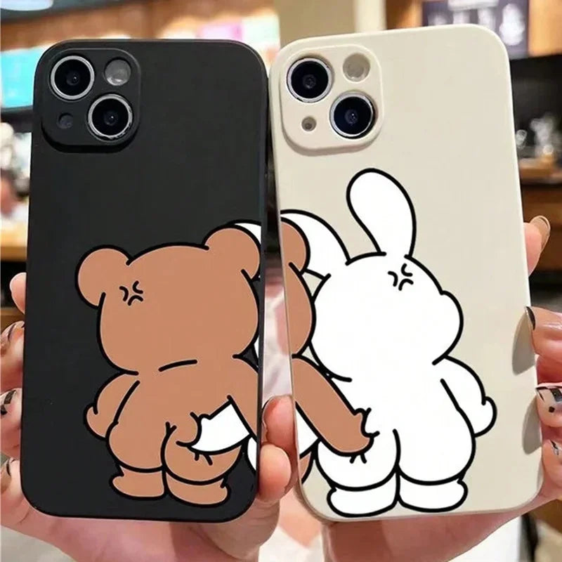 Couple Cartoon Rabbit & Bear Pattern Phone Case