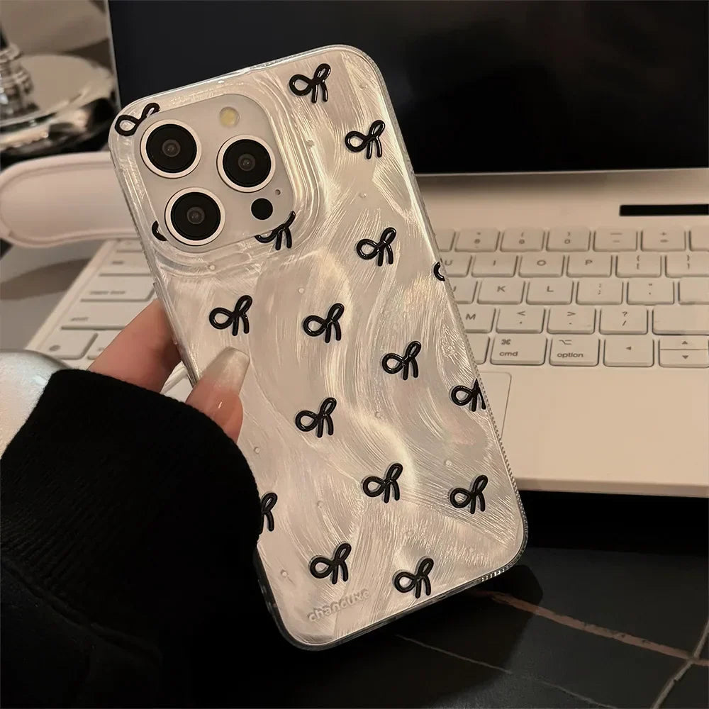 Laser Silver Bow Knot Phone Case