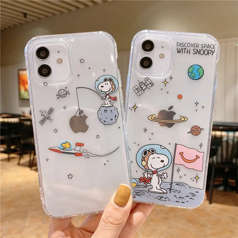 Snoopy astronaut Cartoon Transparent Phone Case