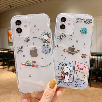 Snoopy astronaut Cartoon Transparent Phone Case