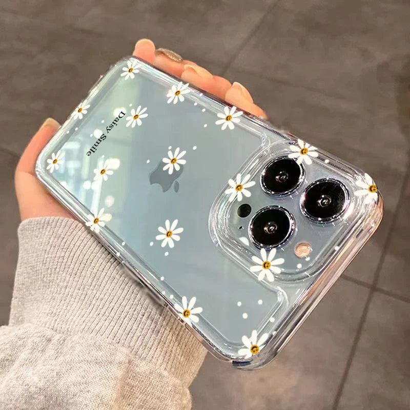Flowers Pattern Transparent Cover Phone Case