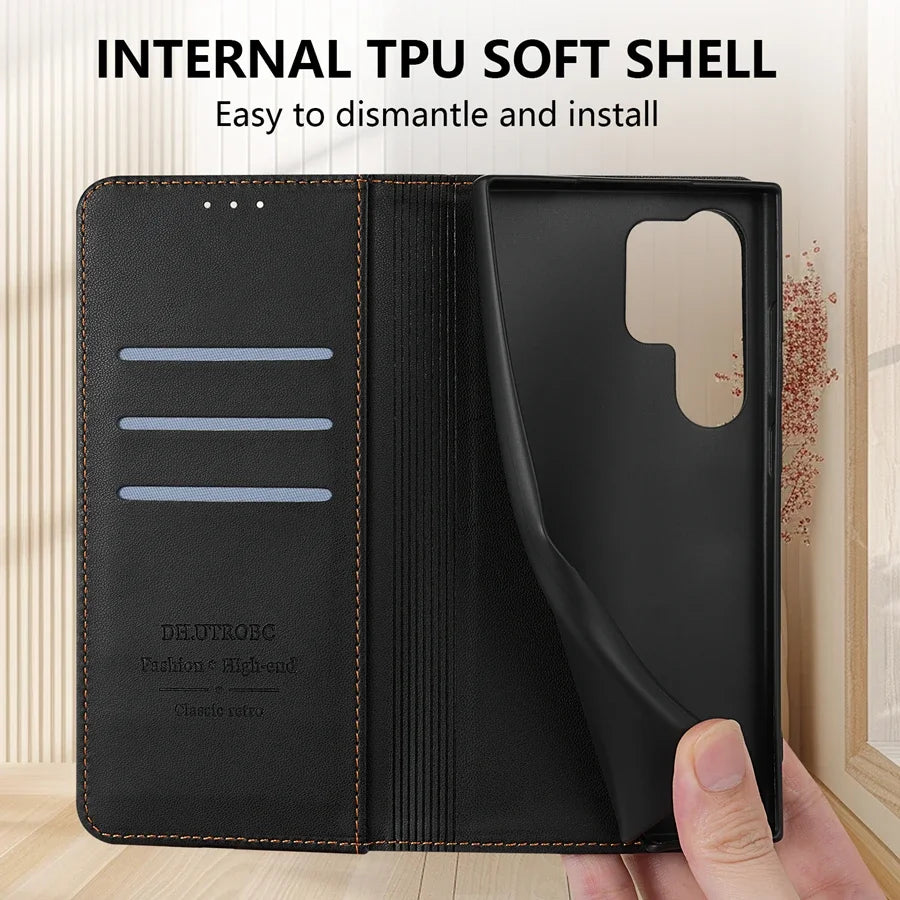 Wallet Magnetic Card Slot Flip Leather Case for Samsung Galaxy