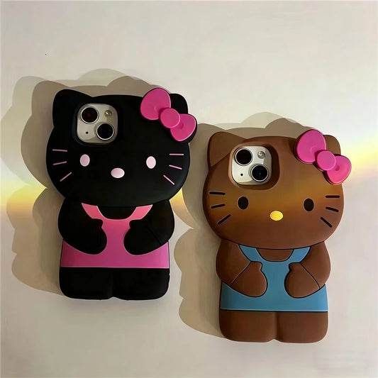 3D Kitty Cat Silicone Soft Phone Case for iPhone