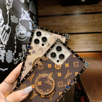 Fashion Glitter Ring Leather Phone Case