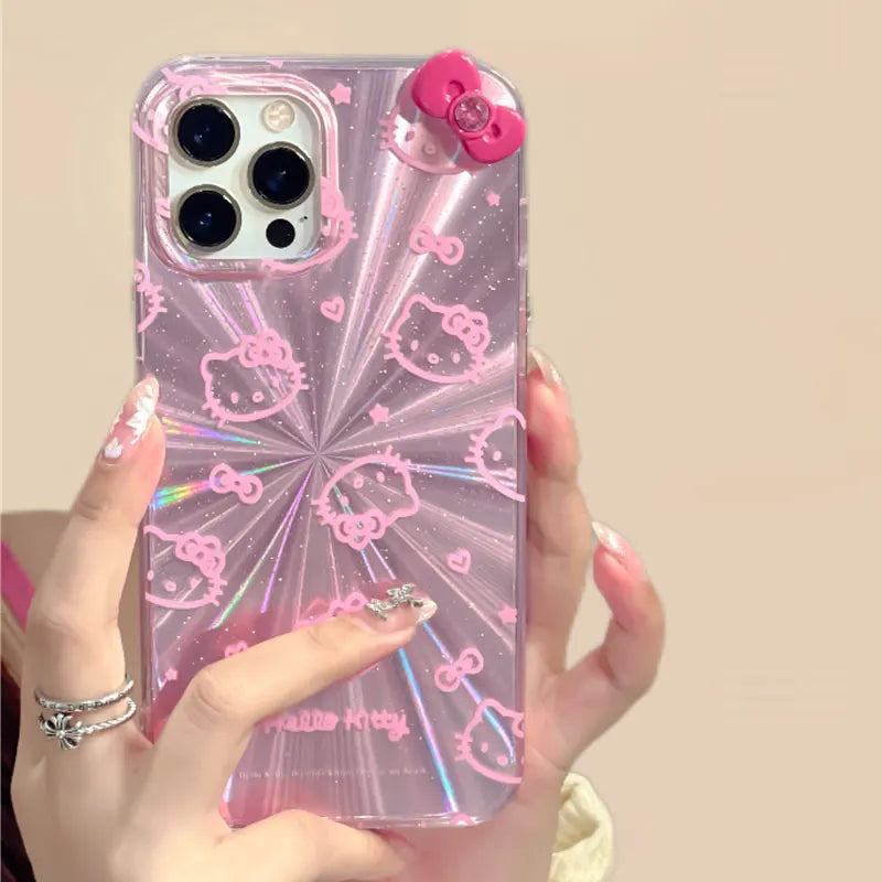 Sanrio Hello Kitty Bow Aurora Glitter Powder Phone Case