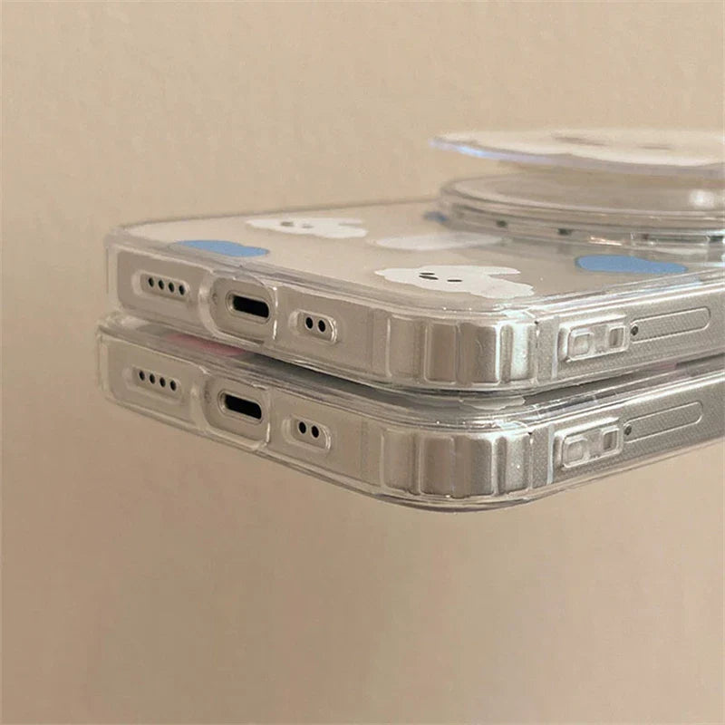 Cute Cartoon Love Puppy Transparent Magsafe Holder Phone Case