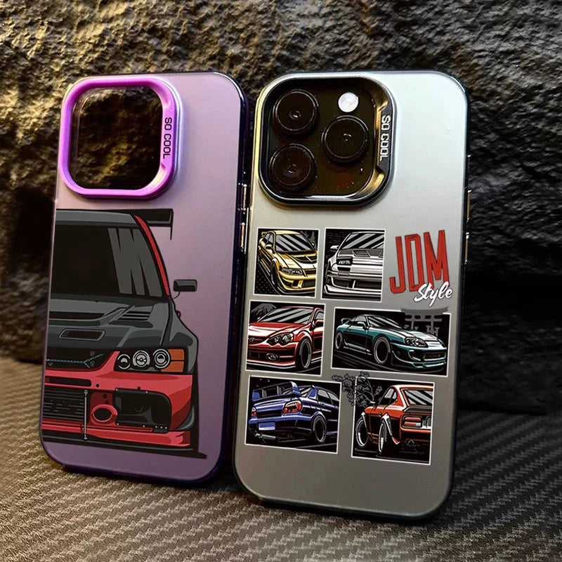 JDM Sports Cars Male Men Electroplate Silver Phone Case