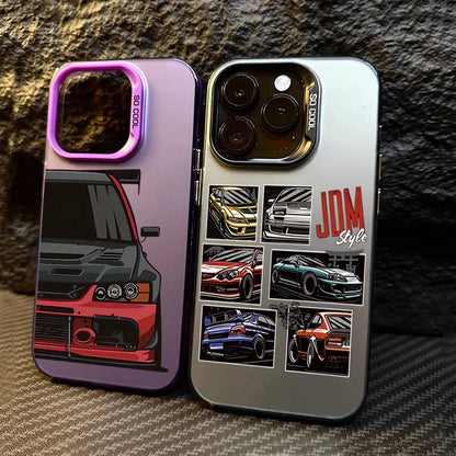 JDM Sports Cars Male Men Electroplate Silver Phone Case