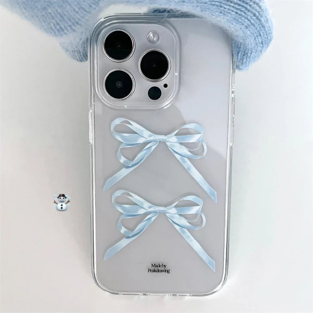 Ins Cute Ribbon Bow Transparent Phone Case