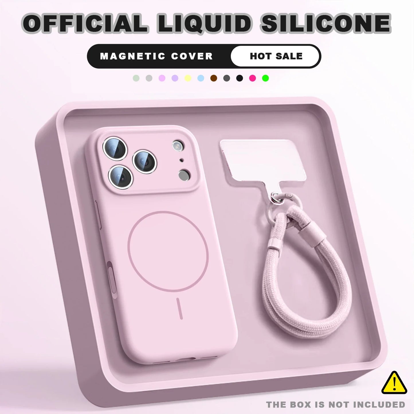 Magnetic Wrist Strap Liquid Silicone MagSafe Phone Case for iPhone