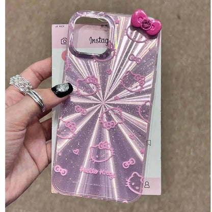 Sanrio Hello Kitty Bow Aurora Glitter Powder Phone Case