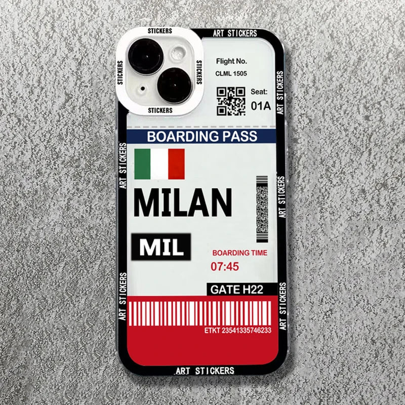 World City Travel Ticket Label Soft Phone Case