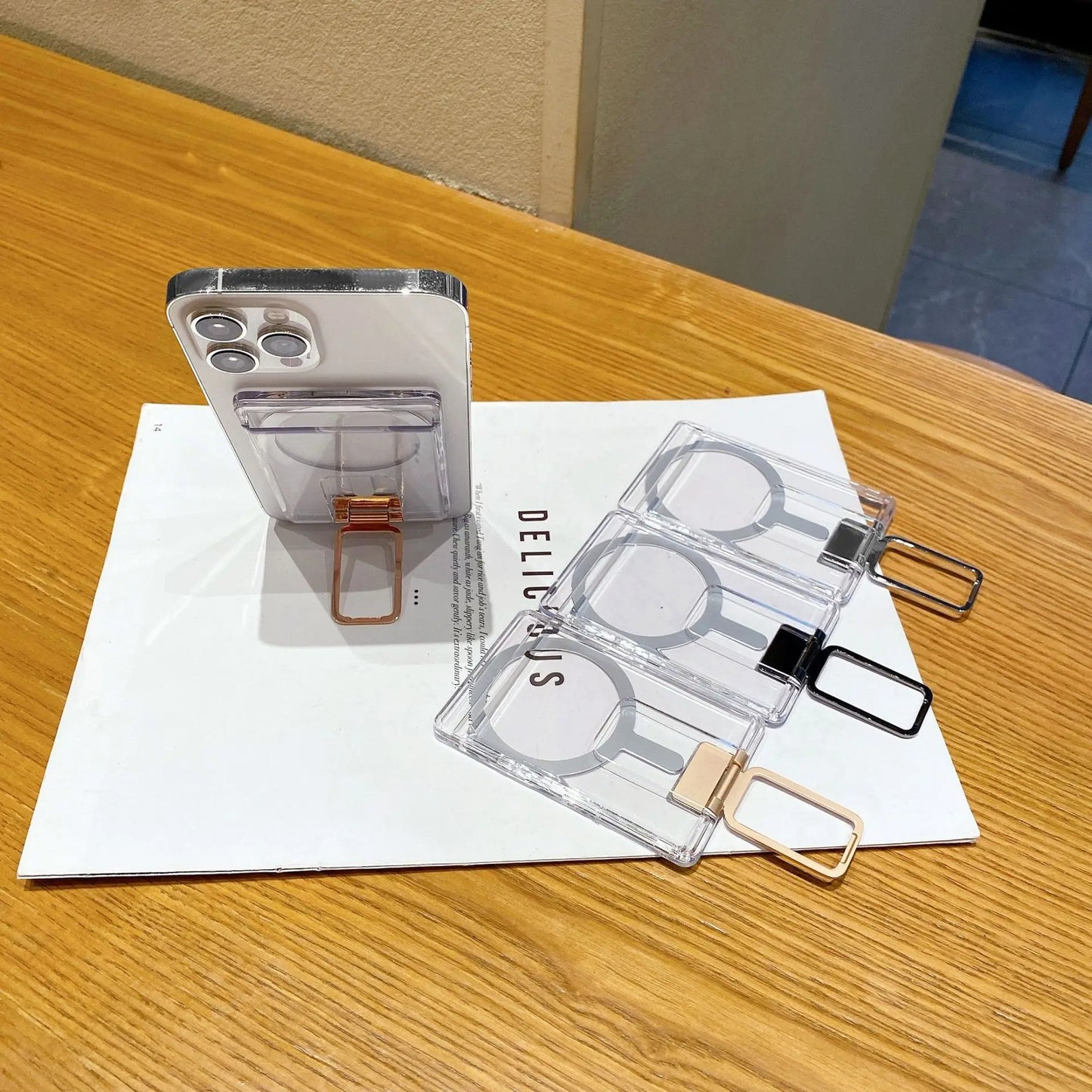 Magnetic Clear MagSafe Wallet Card Holder Case for iPhone & Samsung