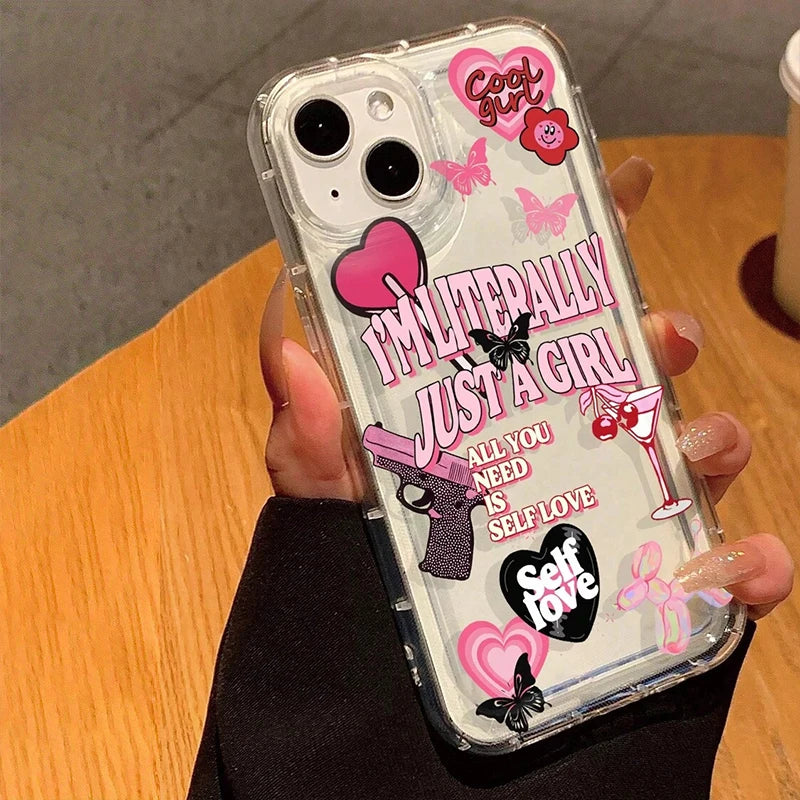 Cute Cartoon Slogan Print Clear Phone Case