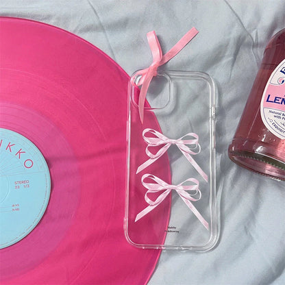Ins Cute Ribbon Bow Transparent Phone Case