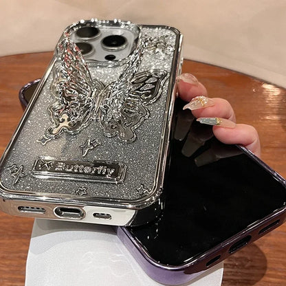 Glitter Butterfly Gradient Stand Phone Case