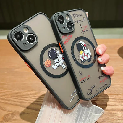 Cartoon Astronaut For Magsafe Wireless Charger Phone Case