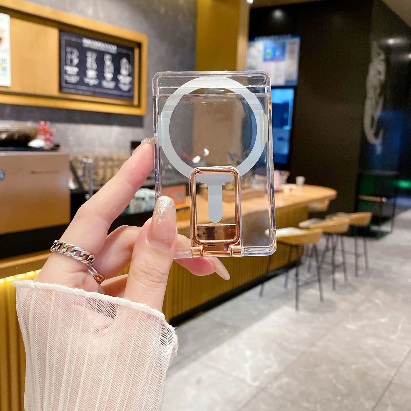 Magnetic Clear MagSafe Wallet Card Holder Case for iPhone & Samsung