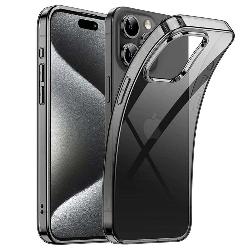 Original Transparent Black Ultra Thin Silicone Case for iPhone