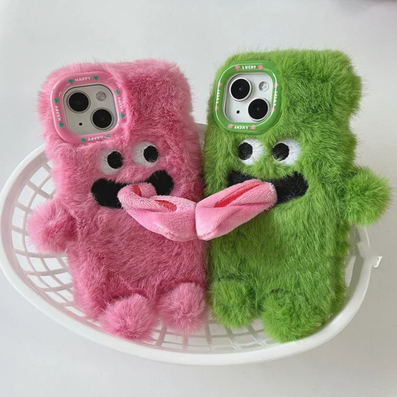 Couple Fur Monster Kiss Tongue Phone Case