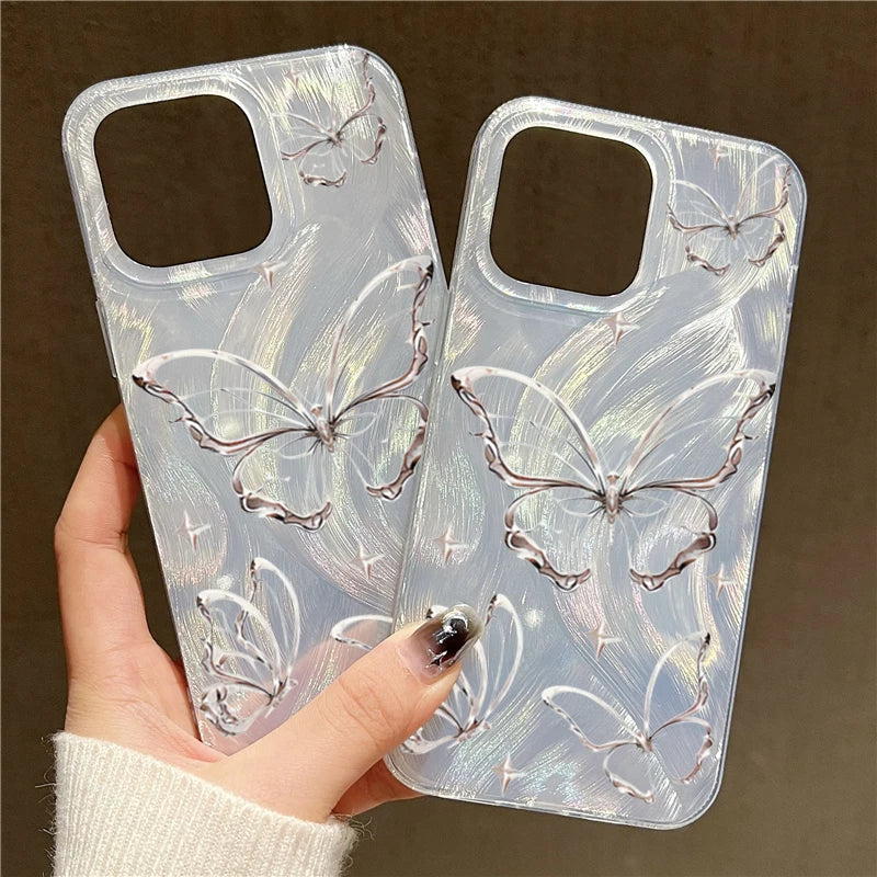Laser Silver Butterfly Phone Case