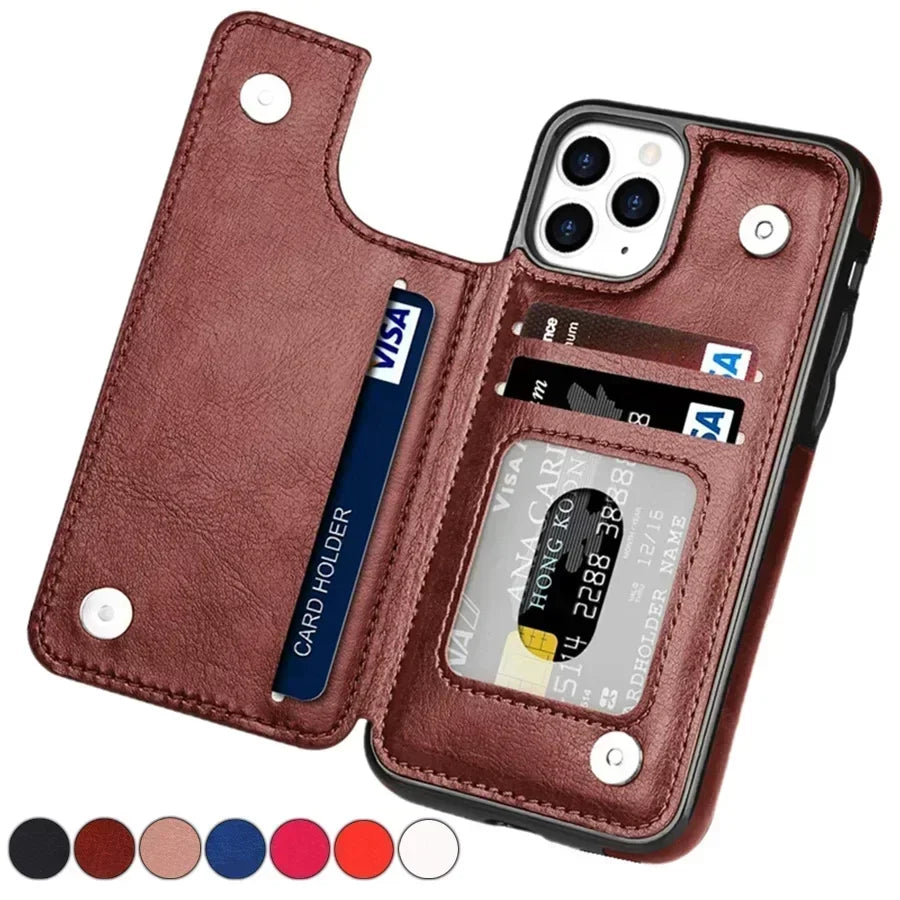 Wallet Flip Leather Phone Case with Card Slot Stand for iPhone