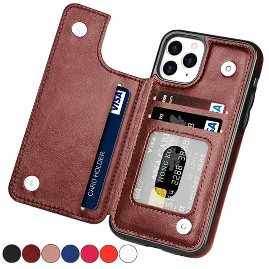 Wallet Flip Leather Phone Case with Card Slot Stand for iPhone