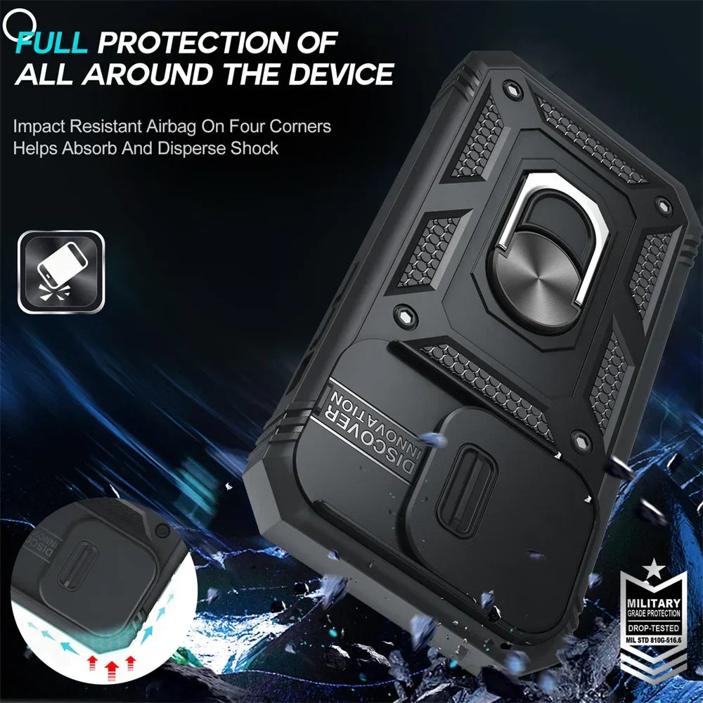 Camera Slide Military Grade Armor Protection 360 Degree Rotate Phone Case