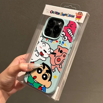 Cute S-Shin-chans Fashion TPU Imitation Leather Phone Case