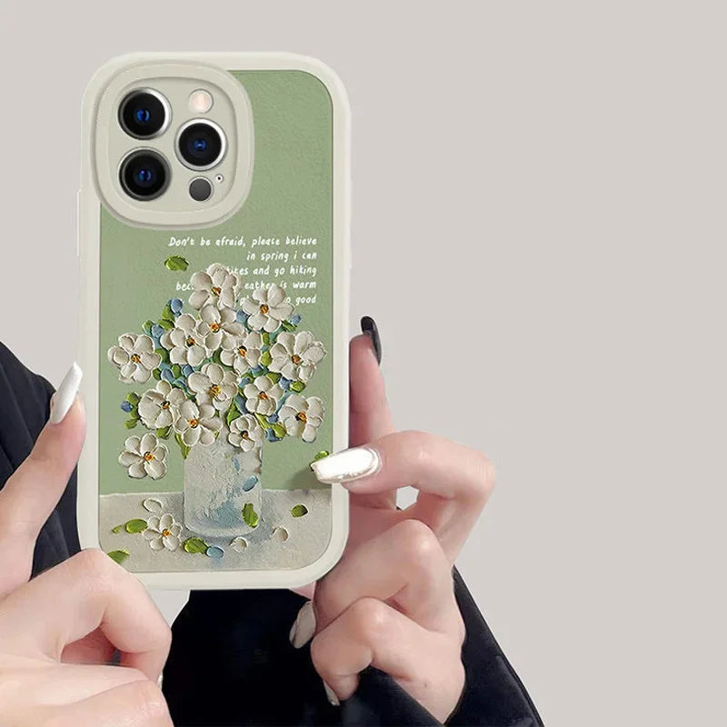 Soft Flowers 3D Leather Phone Case