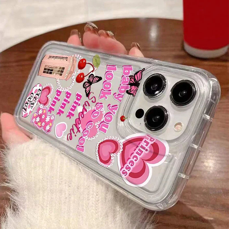 Cute Cartoon Slogan Print Clear Phone Case