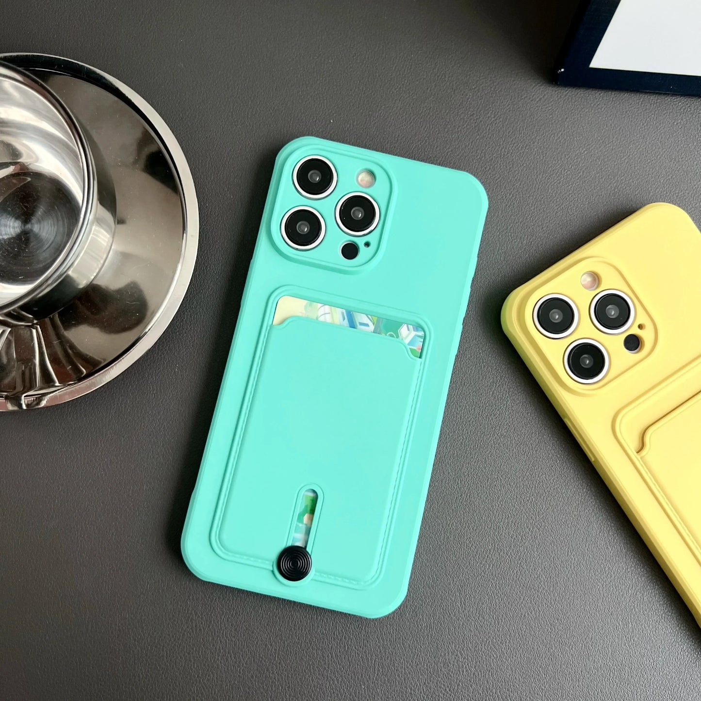 Push Card Bag Slot Holder Wallet Phone Case