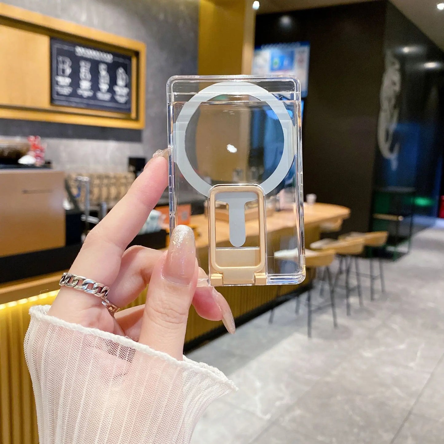 Magnetic Clear MagSafe Wallet Card Holder Case for iPhone & Samsung