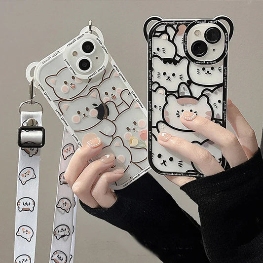 Cute Bear With Lanyard Phone Case