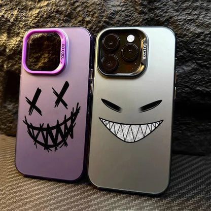 Smiling Devil Print Electroplate Silver IMD Phone Case
