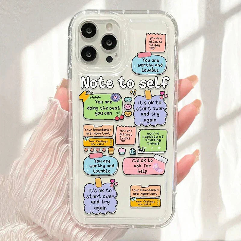 Cute Cartoon Slogan Print Clear Phone Case