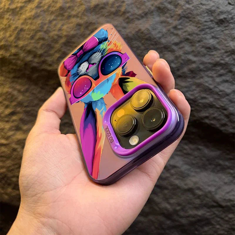 Cute Colorful Rabbit Electroplate Silver Phone Case