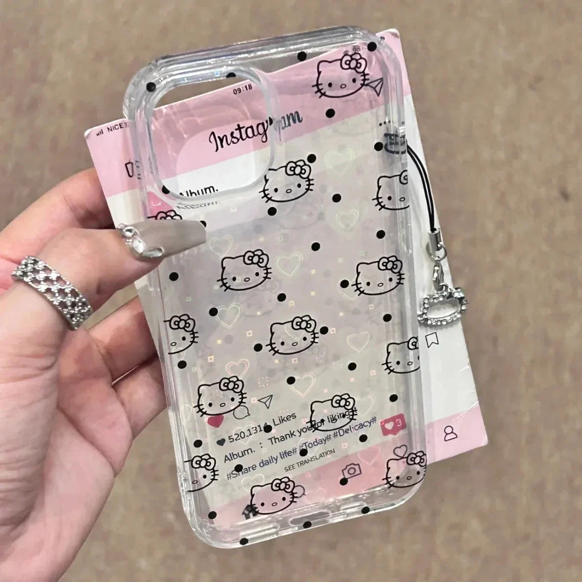 Sanrio Hello Kitty Black Dot Line KT Phone Case