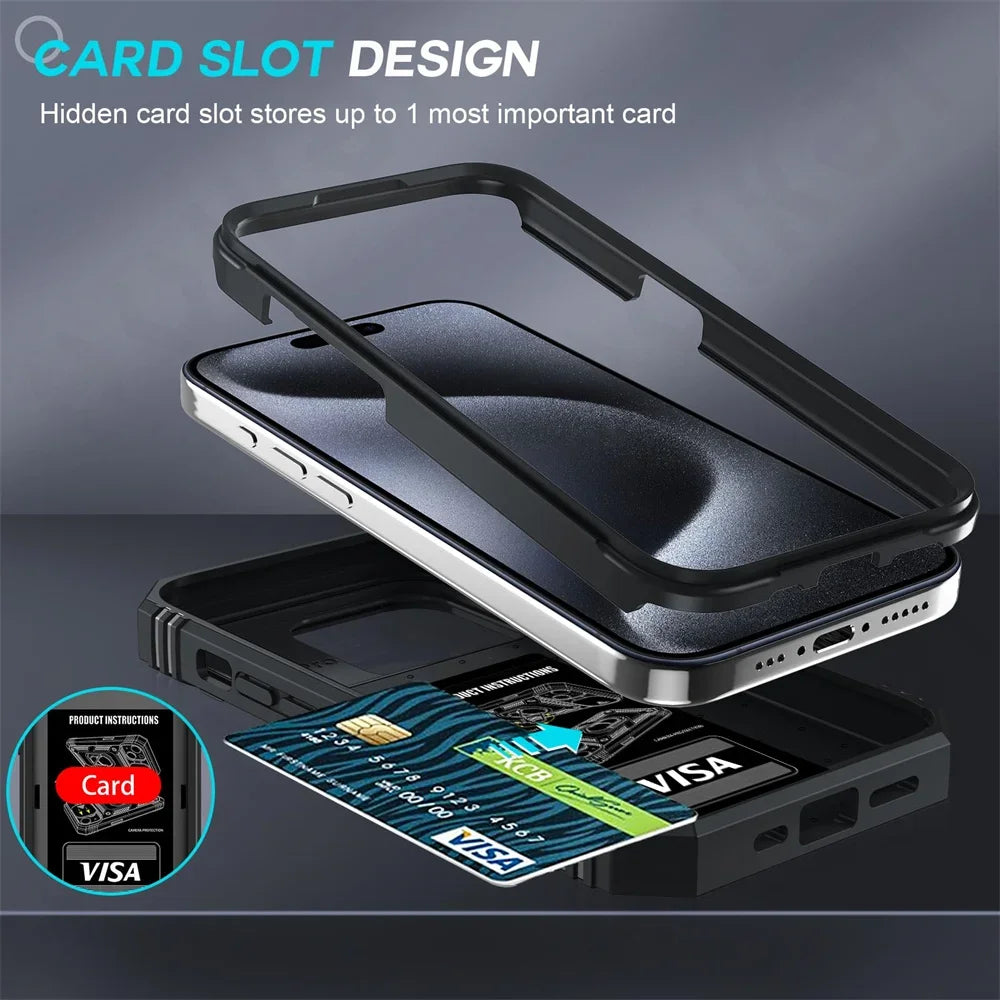 Camera Slide Military Grade Armor Protection 360 Degree Rotate Phone Case