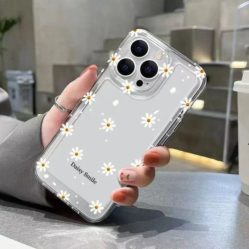 Flowers Pattern Transparent Cover Phone Case