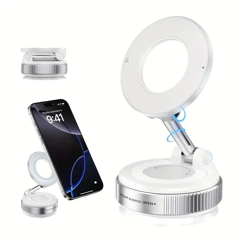 360° Foldable Magnetic Car Phone Mount with Suction Cup Holder