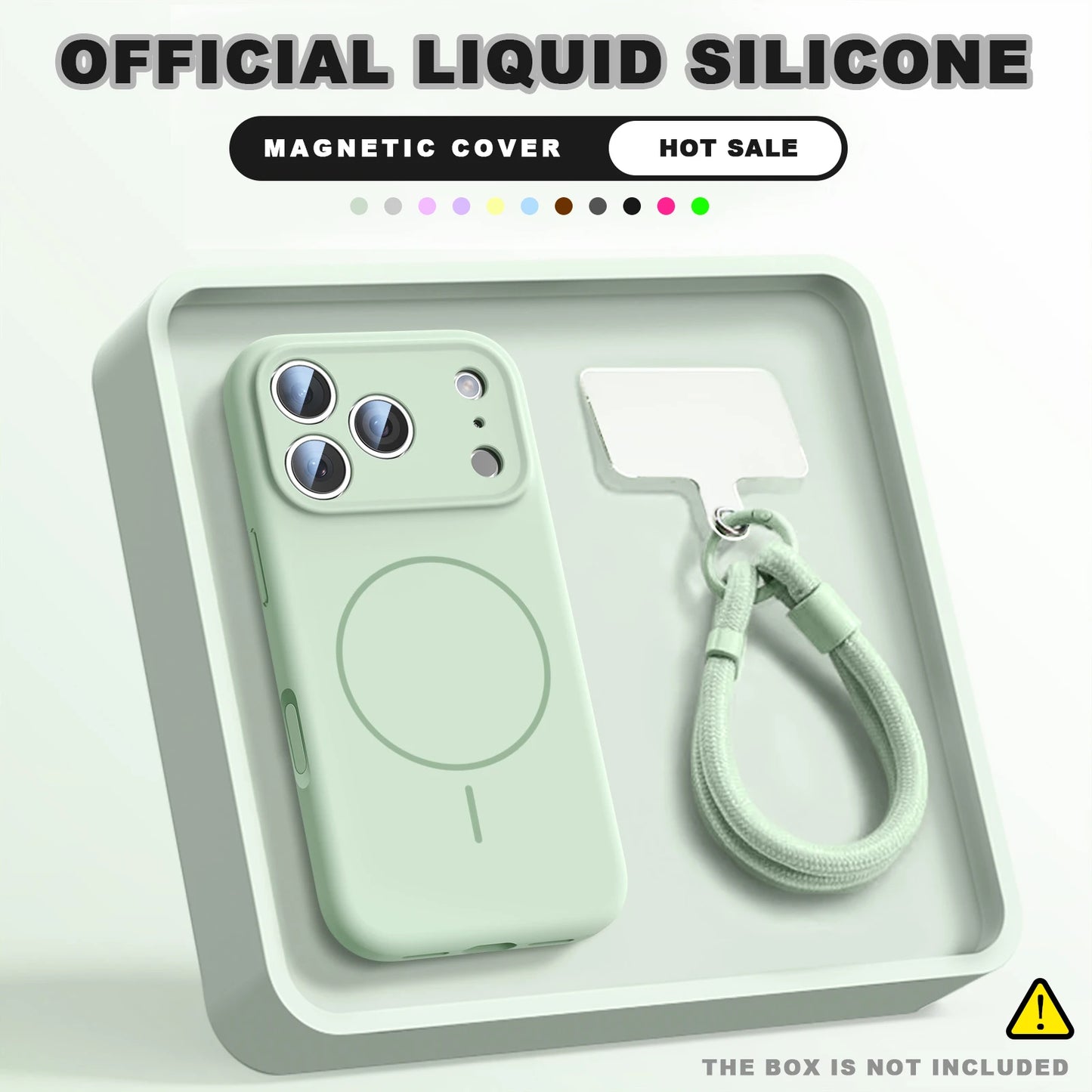 Magnetic Wrist Strap Liquid Silicone MagSafe Phone Case for iPhone