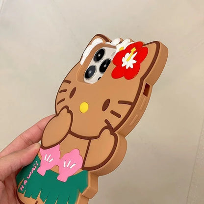 Cute 3D Cartoon Grass Skirts Sanrios Hello Kitty Phone Case