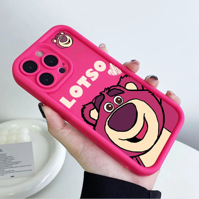 Lotso Pink Bear Cartoon Plain Multistep TPU Soft Phone Case
