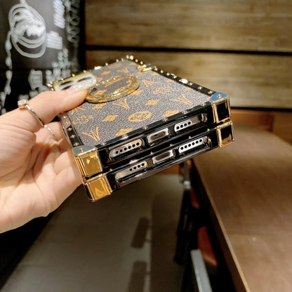 Fashion Glitter Ring Leather Phone Case