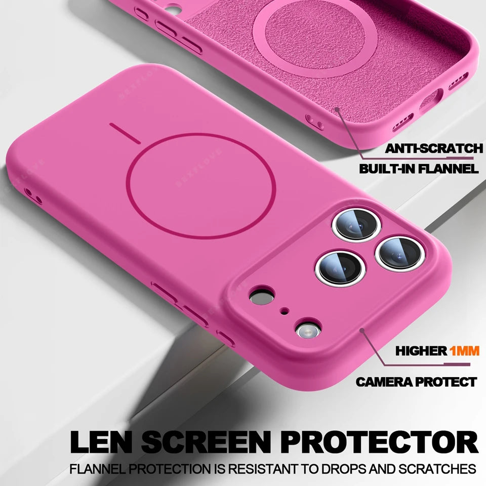 Magnetic Wrist Strap Liquid Silicone MagSafe Phone Case for iPhone