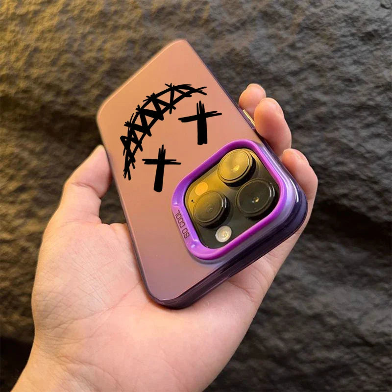 Smiling Devil Print Electroplate Silver IMD Phone Case