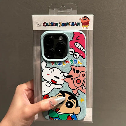 Cute S-Shin-chans Fashion TPU Imitation Leather Phone Case